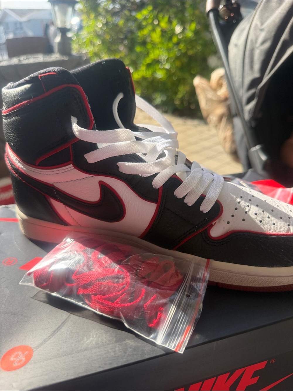 Nike High-Top Sneakers in Black, White & Red
